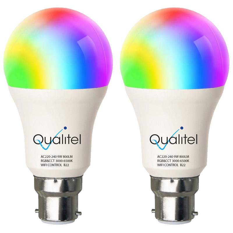Smart Wi-Fi Bulb - B22 - QT-ALS09 2 Pack